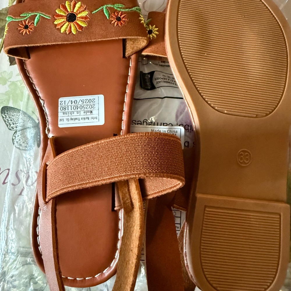 Embroidered Brown Sandals